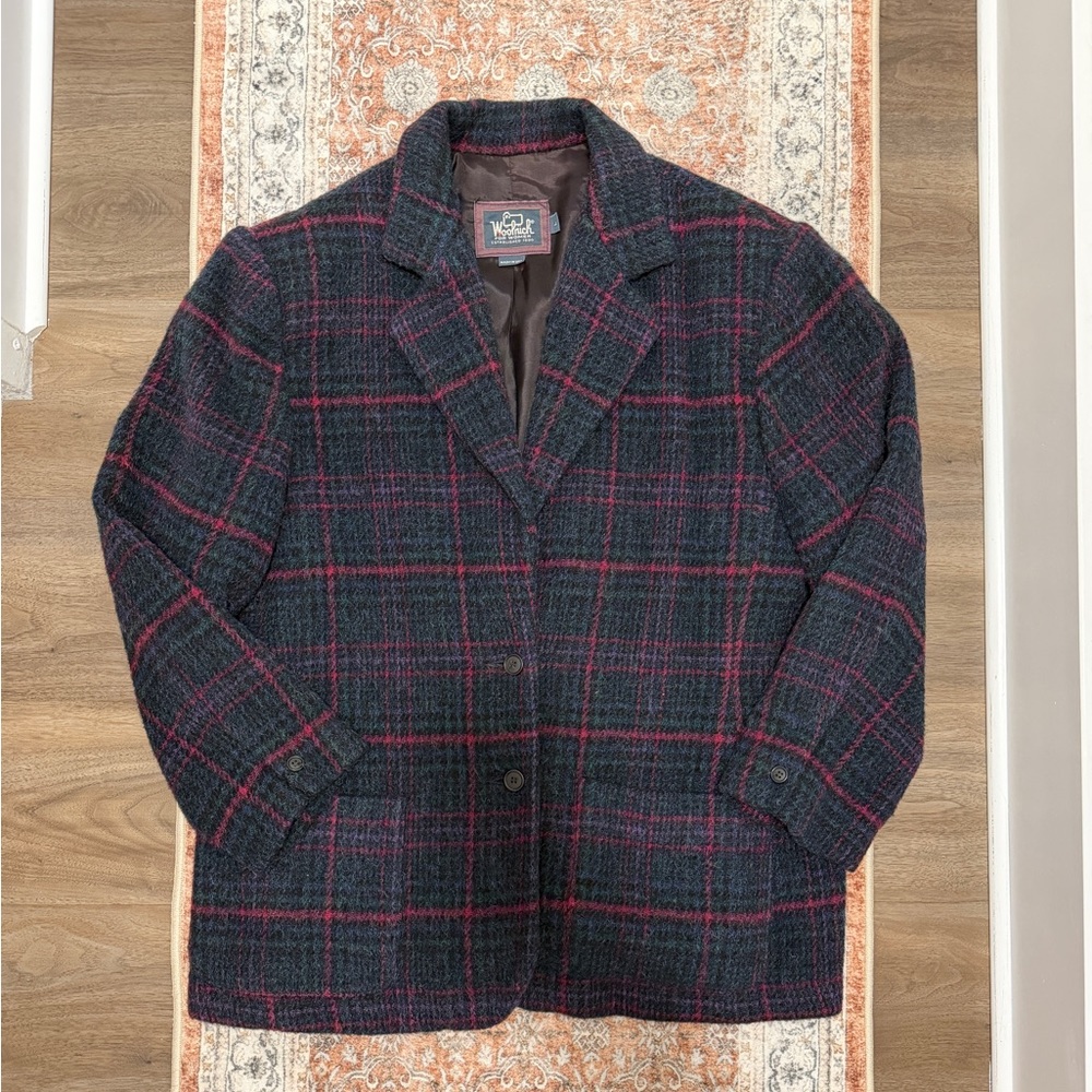 Woolrich Women's Plaid Wool Blazer Size L VTG